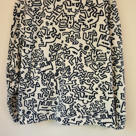 Keith Haring x H&M Fleece Jacket White &Navy Doodle Unisex Adult M Urban Artsy - Picture 13 of 16